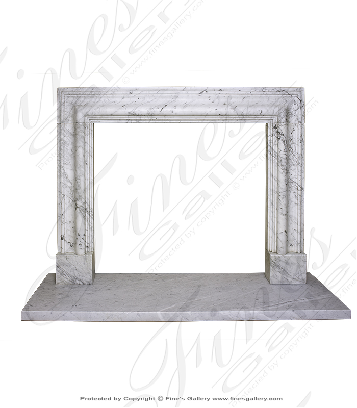 Marble Fireplaces  - White Carrara Bolection Marble Fireplace - MFP-2091