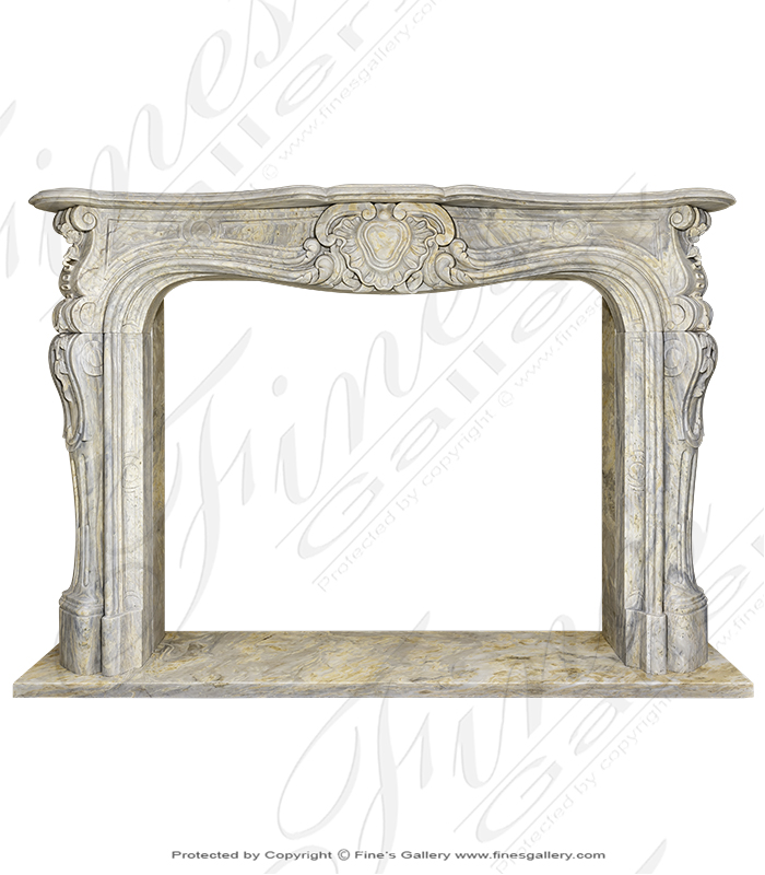 Marble Fireplaces  - Exquisite French Orobico Light Marble Mantel - MFP-2151