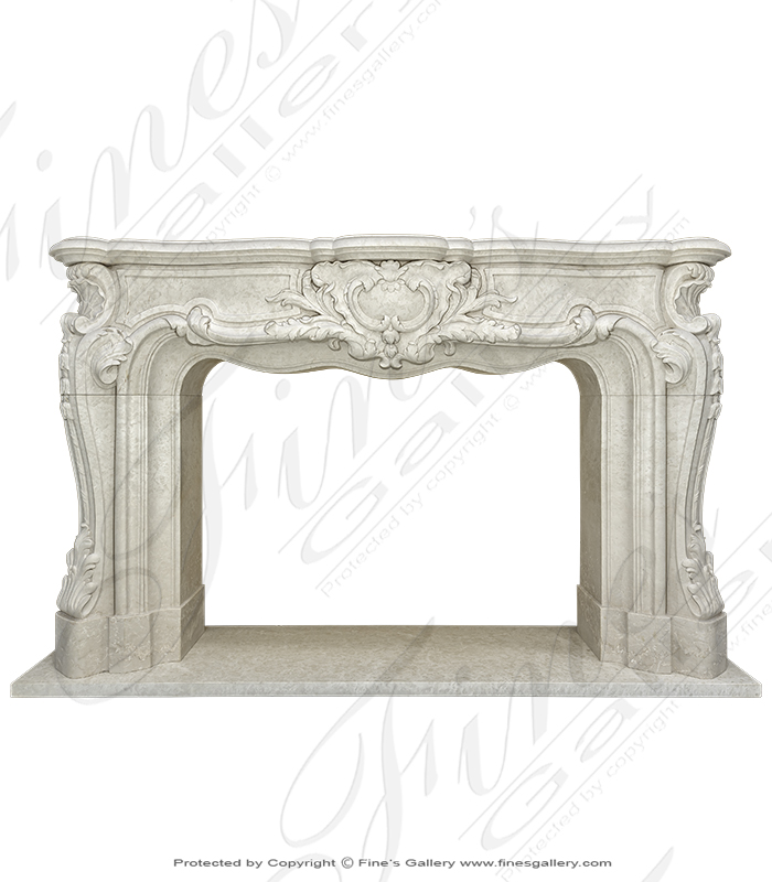 Marble Fireplaces  - French Botticino Marble Louis XV Fireplace - MFP-2154