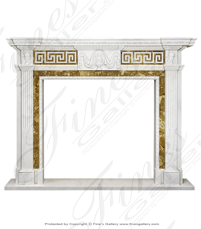 Marble Fireplaces  - Greek Key Italian Marble Fireplace - MFP-2161