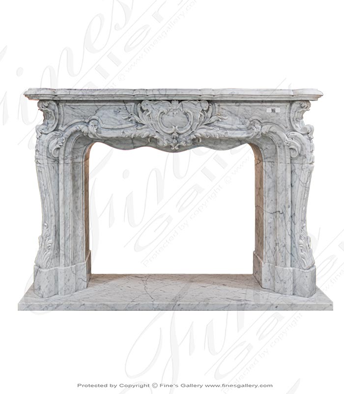 Marble Fireplaces  - Regal French Style Mantel In White Carrara Marble - MFP-2163