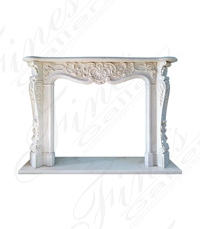Marble Fireplaces  - Ornate Statuary White French Style Mantel - MFP-2164