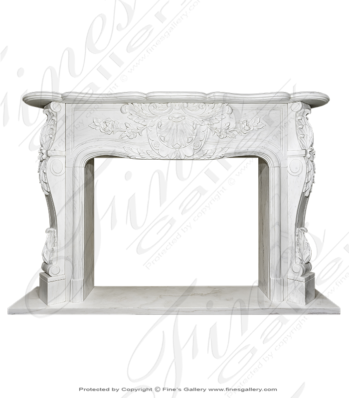 Ornate Floral French Style Mantel in Statuary White