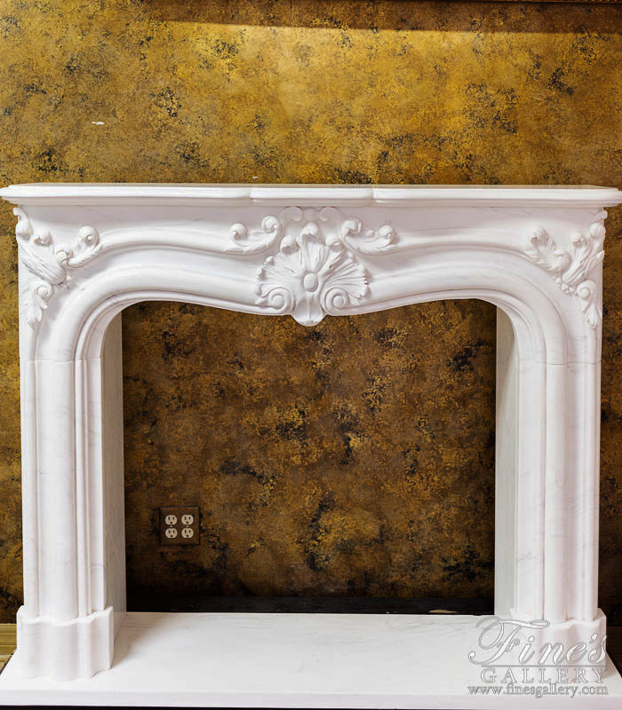 57 Inch Statuary White Rococo Marble Fireplace ( Very Rare ) 