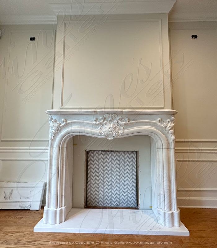 Marble Fireplaces  - 57 Inch Statuary White Rococo Marble Fireplace ( Very Rare )  - MFP-2186