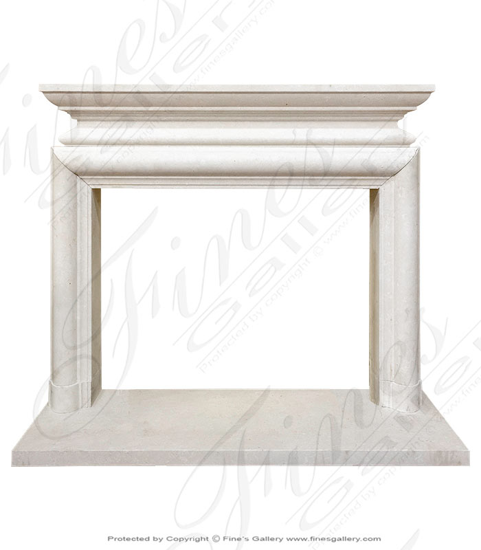 Marble Fireplaces  - Modern Bolection Style White Marble Fireplace Mantel With Shelf - MFP-2481