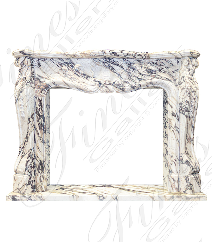 Marble Fireplaces  - Rare French Style Breccia Viola Marble Fireplace Mantel - MFP-2244