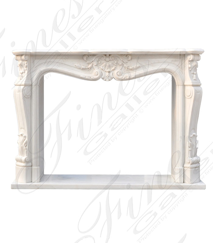 Marble Fireplaces  - Stunning French Marble Mantel In Statuary White Marble French Louise XV Style - MFP-2251