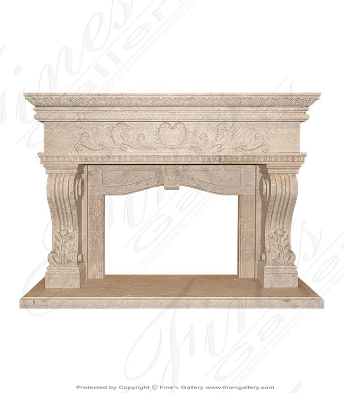 Oversized Italian Perlato Marble Fireplace Mantel