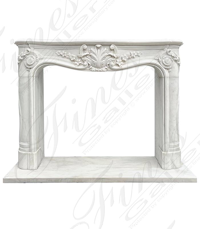 Marble Fireplaces  - Elegant Statuary White Louis XV Surround - MFP-2300
