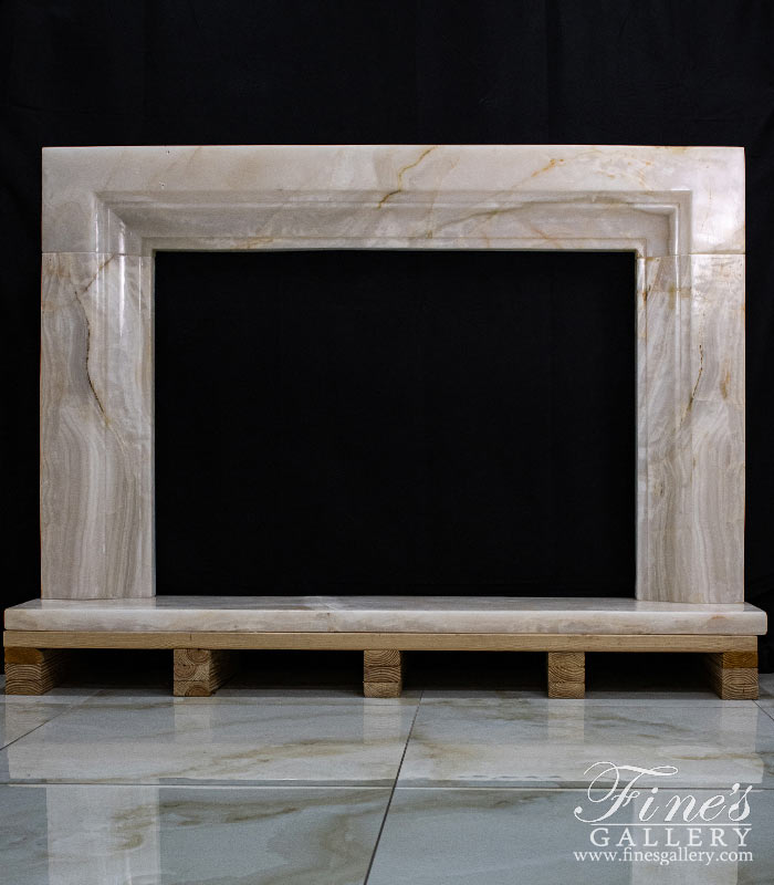 Contemporary Mantel in Light White Onyx