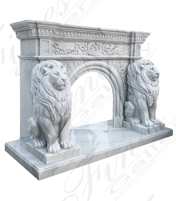 Marble Fireplaces  - Carrara Marble Lions Surround XV - MFP-2302