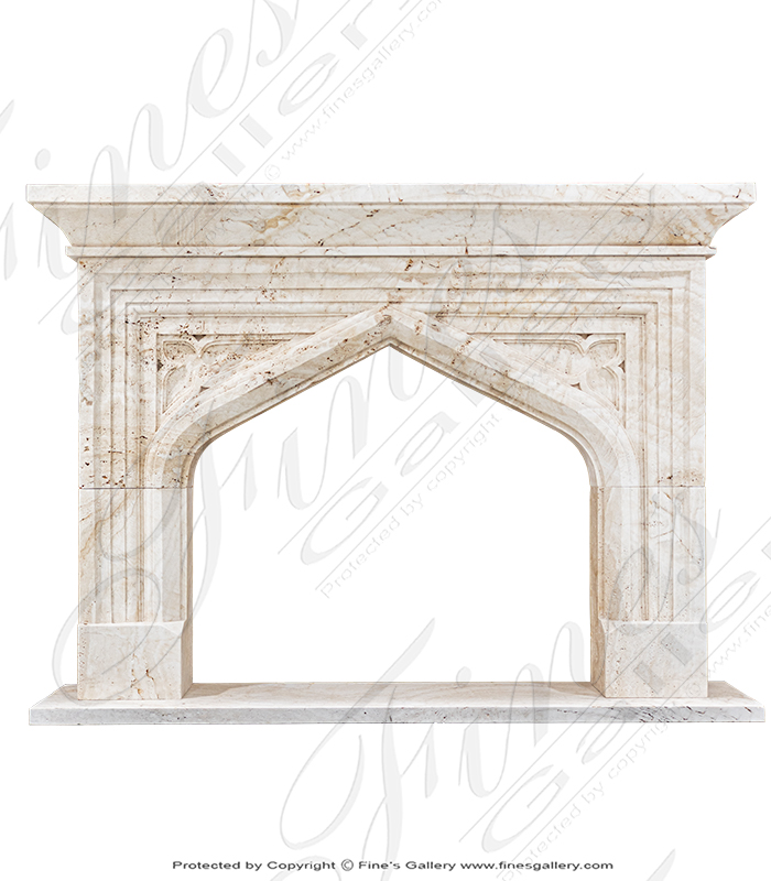 Marble Fireplaces  - Tudor Style Mantel In Italian Travertine - MFP-2307