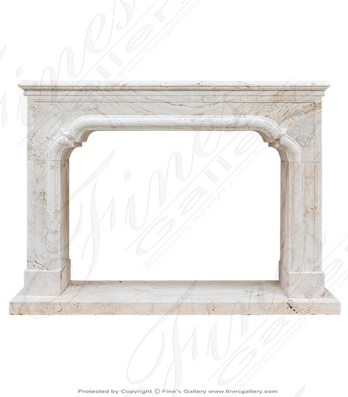 Marble Fireplaces  - Italian Ivory Travertine Fireplace Mantel - MFP-2308