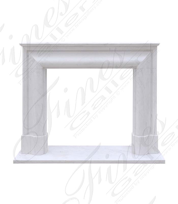 Marble Fireplaces  - Modern Bolection Style White Marble Fireplace Mantel With Shelf - MFP-2481