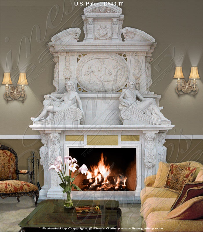 Marble Fireplaces  - Majestic Greek Art Marble Fireplace - MFP-236