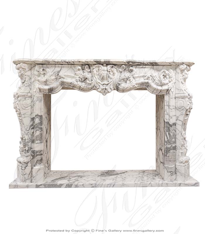 Marble Fireplaces  - Exotic Calacatta Marble Louis XV French Style Mantel - MFP-2400