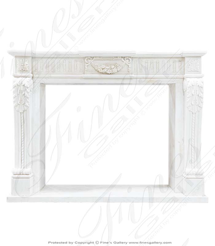 Marble Fireplaces  - Stunning Regency Statuary White Marble Fireplace Mantel - MFP-2401