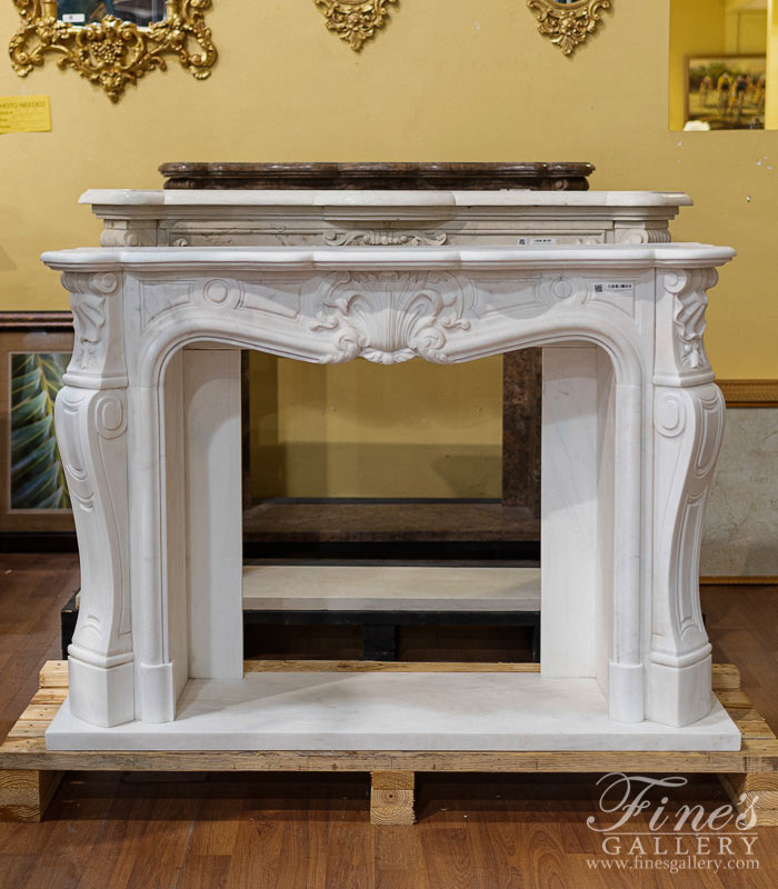 Marble Fireplaces  - Louis XIV Style Statuary Marble Fireplace Mantel - MFP-2403