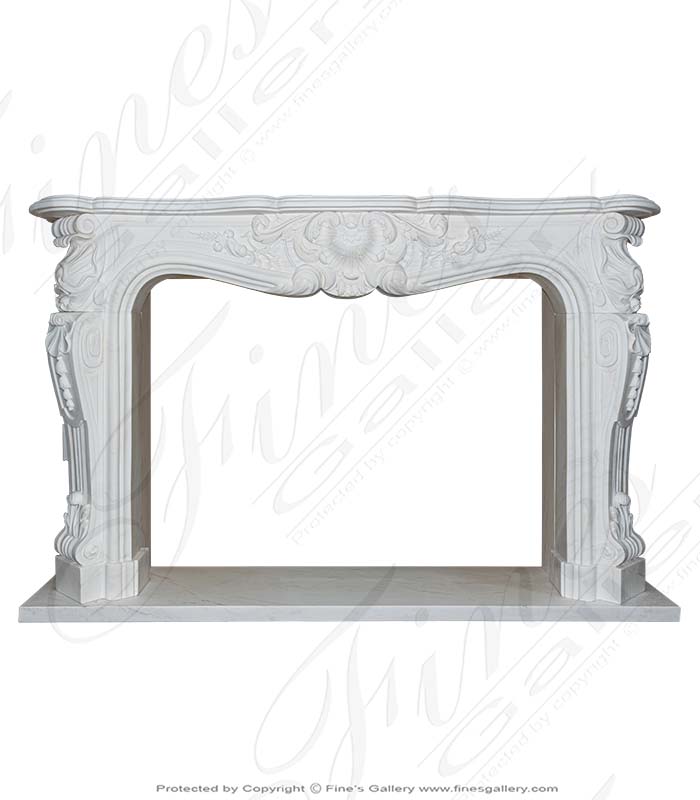 Louis XV French Mantel in Statuary White Marble
