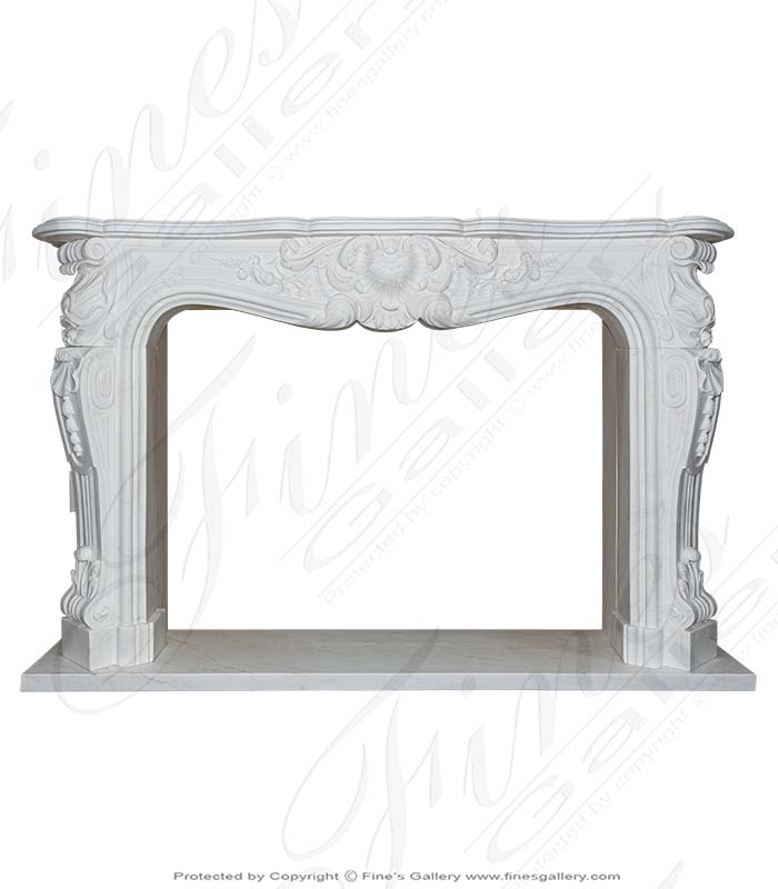 Marble Fireplaces  - Louis XV French Mantel In Statuary White Marble - MFP-2404