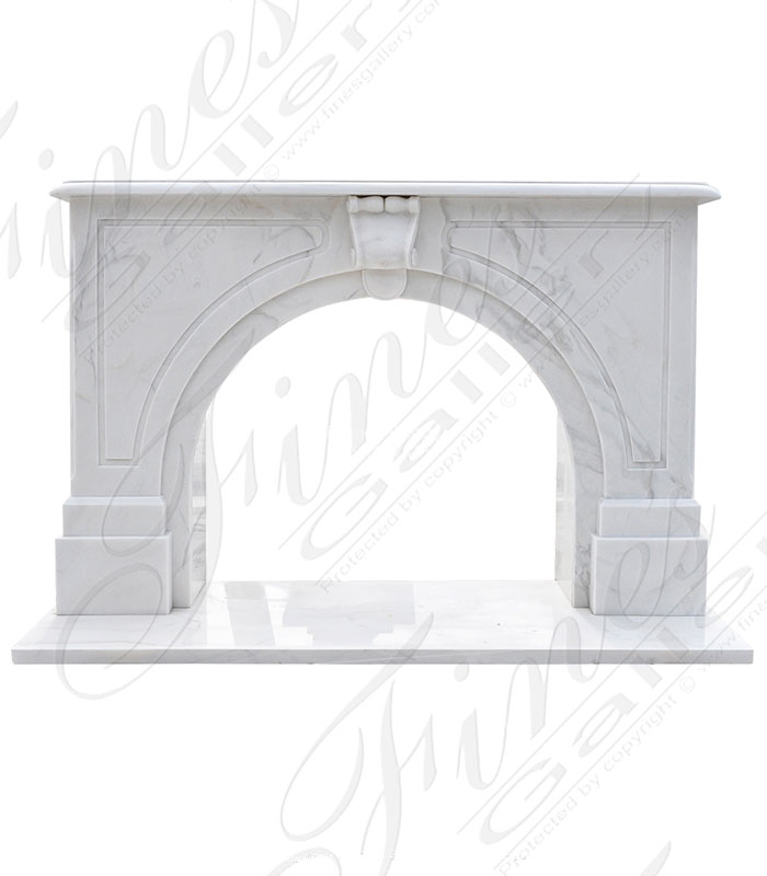 Marble Fireplaces  - Arched Marble Fireplace In Statuary White Marble - MFP-2412