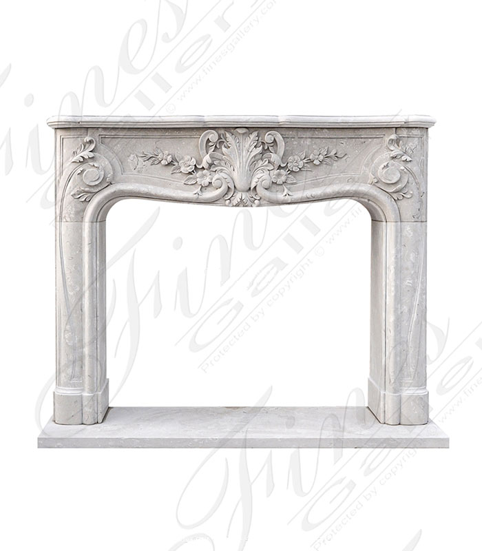 Marble Fireplaces  - Italian Perlato Royal Marble Fireplace Mantel In Louis XVI Style - MFP-2414