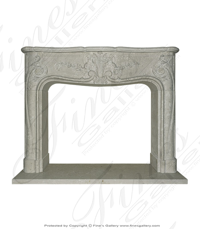 Italian Perlato Royal Marble Fireplace Mantel in Louis XVI Style