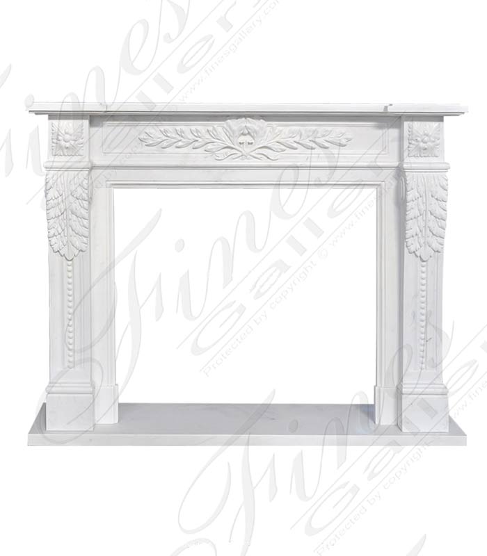 Fireplace Regencys  - 55 Inch Louis XV In Statuary White Marble - MFP-2415