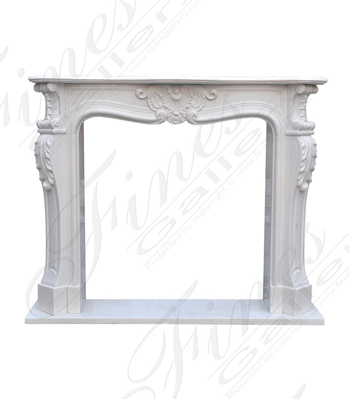 Marble Fireplaces  - Louis XV Statuary White Marble Fireplace Mantel - MFP-2423