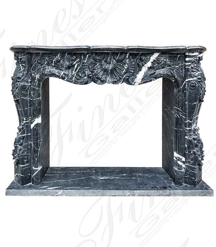 Marble Fireplaces  - Nero Marquina French Versailles Marble Fireplace Mantel - MFP-2432