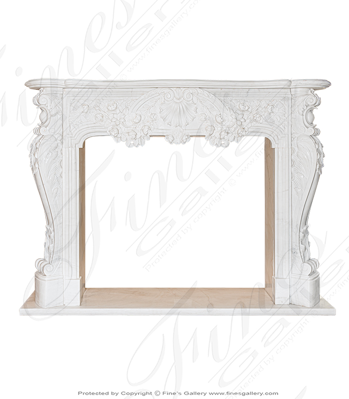 Marble Fireplaces  - Beautiful Floral Garland French Style Marble Fireplace Mantel - MFP-2433