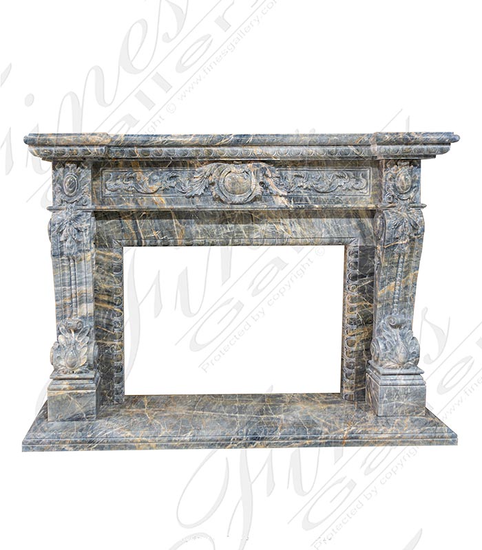 Rare Breccia Antique Marble Fireplace Mantel