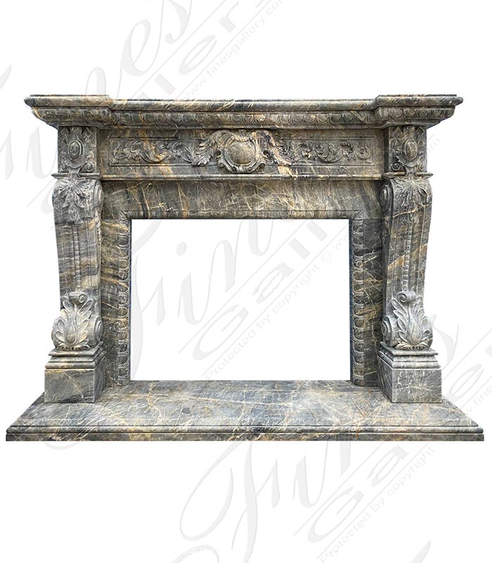 Marble Fireplaces  - Rare Breccia Antique Marble Fireplace Mantel - MFP-2434