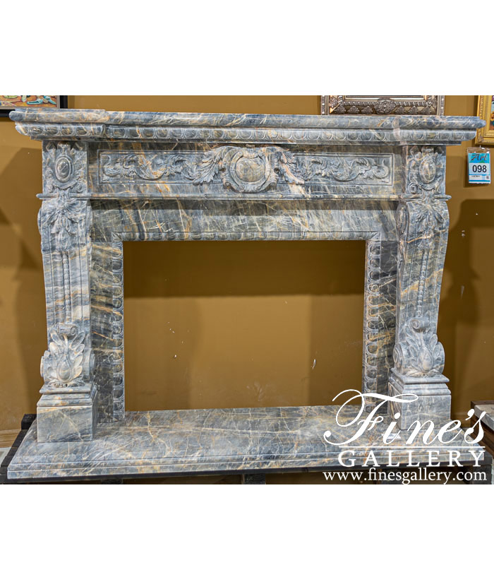 Marble Fireplaces  - Rare Breccia Antique Marble Fireplace Mantel - MFP-2434