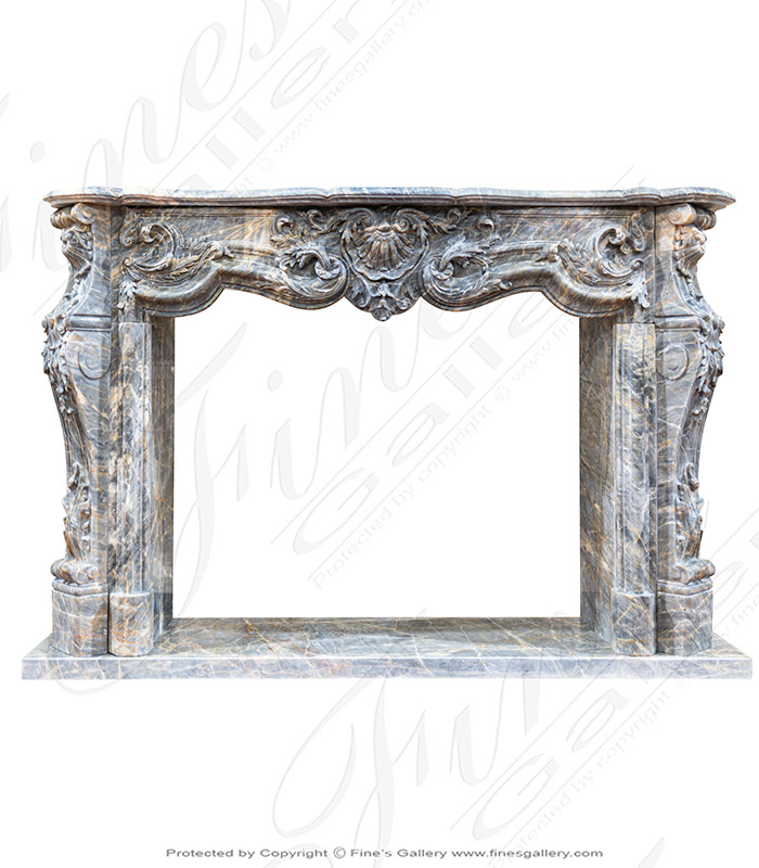 Marble Fireplaces  - Stunning King Rococo Mantel In Breccia Antique Marble - MFP-2441