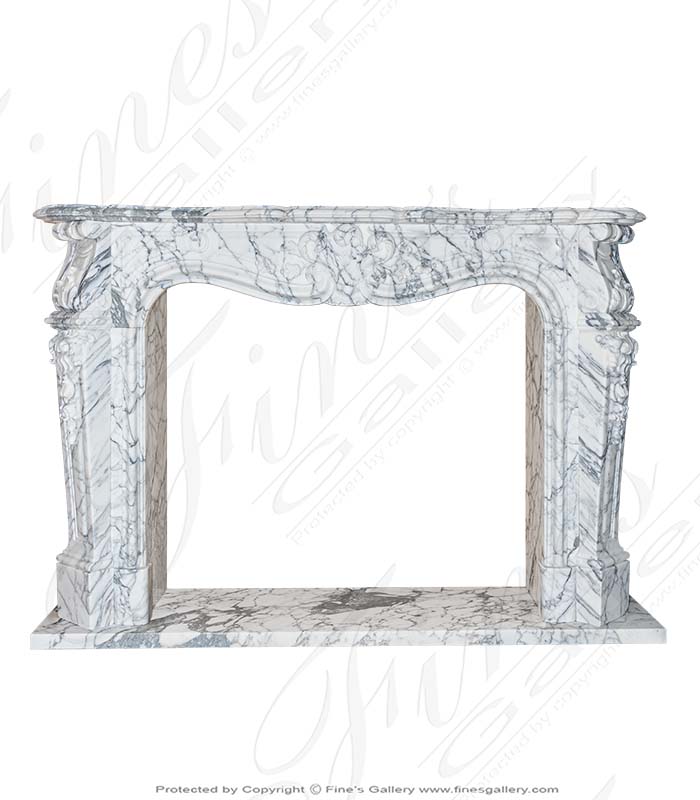 Rare Louis XV French Itailan Calacatta Marble Fireplace Mantel