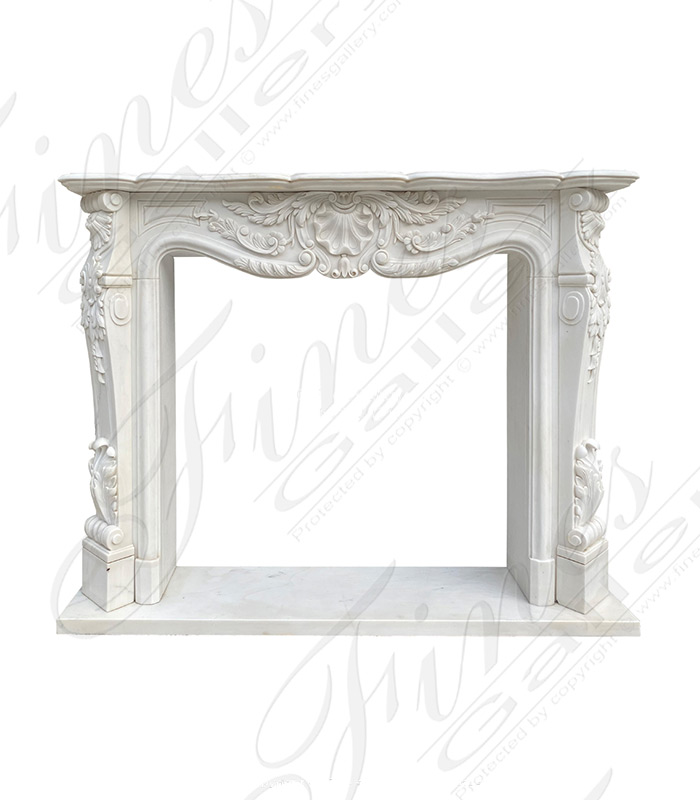 Marble Fireplaces  - Shell Motif With Accanthus Leaf Louis XV Marble Fireplace Mantel - MFP-2445