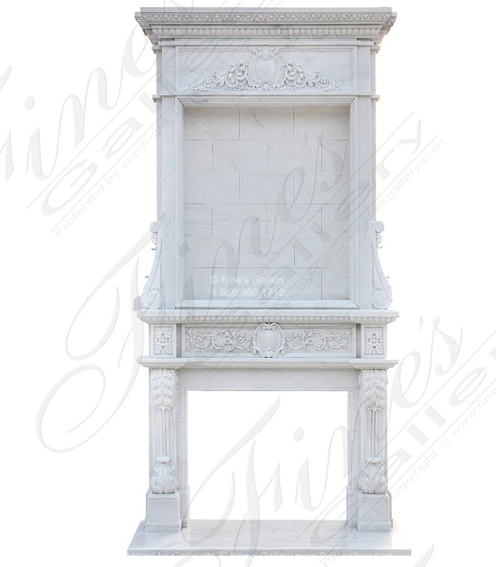 Marble Fireplaces  - Ten Foot Tall Statuary White Marble Overmantel - MFP-2452