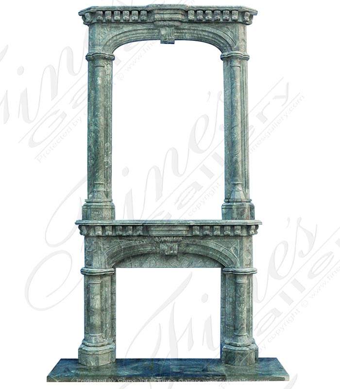 Marble Fireplaces  - Verde Green Marble Fireplace With Overmantel - MFP-2454