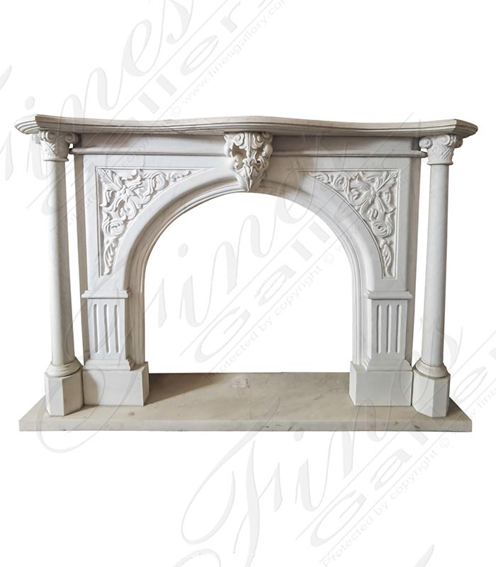 Marble Fireplaces  - Stunning Arched Marble Fireplace With Columns - MFP-2466