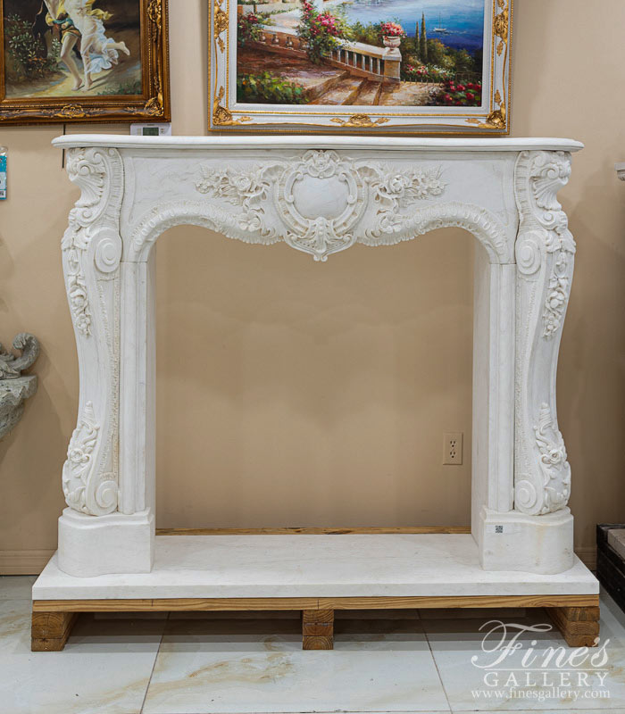 Marble Fireplaces  - Elaborate Rococo French Style Mantel In Deep Relief - MFP-2469