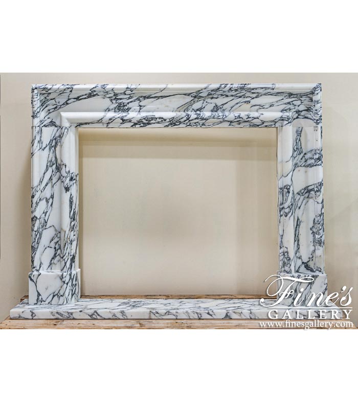 Bolection Style Fireplace Mantel in Italian Arabascato Marble