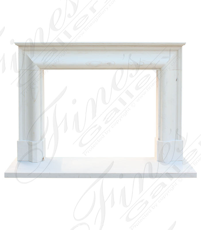 Modern Bolection Style White Marble Fireplace Mantel With Shelf