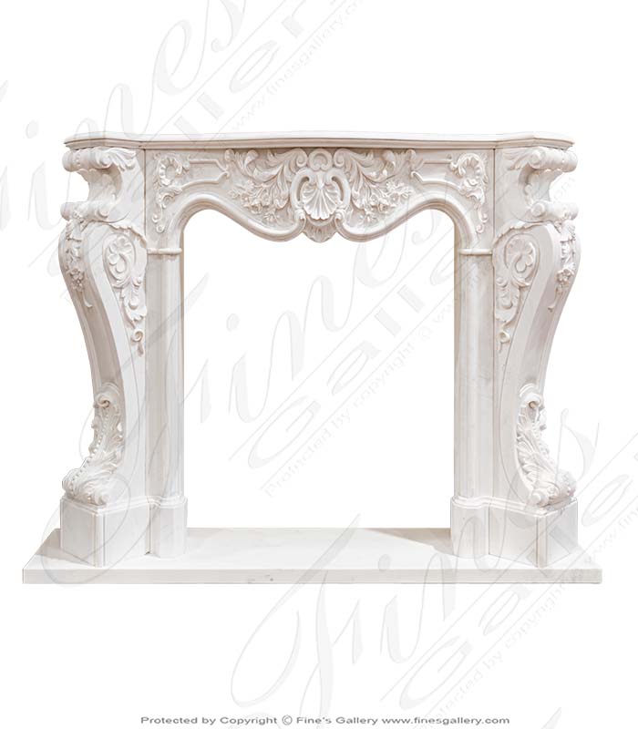 Rococo French Statuary White Marble Fireplace Mantel