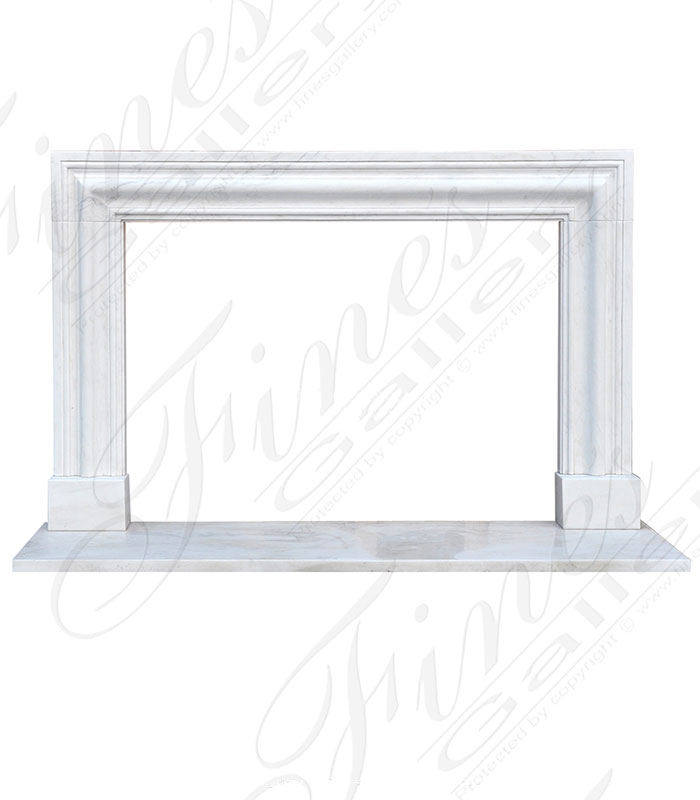 Oversized Bolection Style Marble Fireplace Mantel in Statuary White Marble