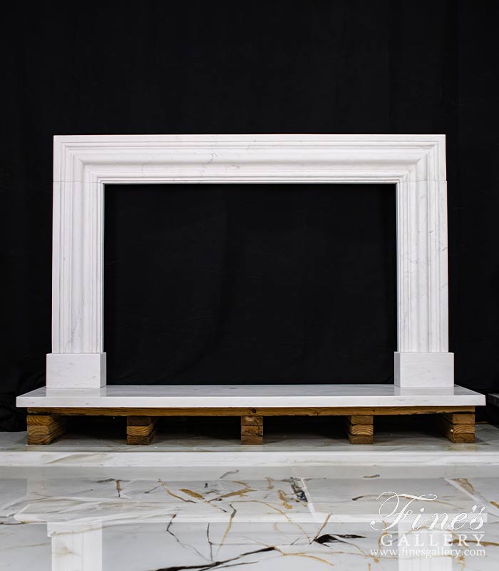 Marble Fireplaces  - Bolection Style Fireplace Mantel In Statuary White Marble - MFP-747