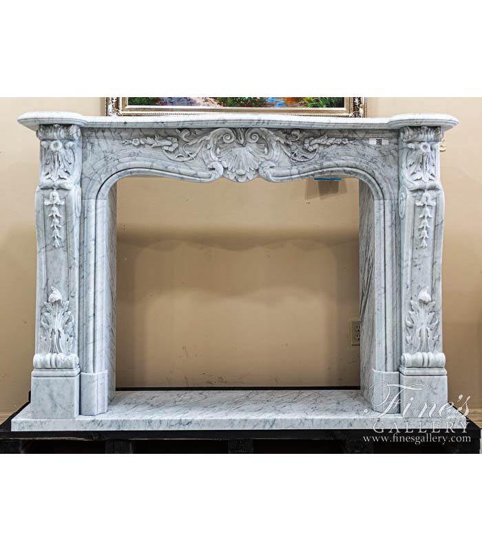 Marble Fireplaces  - Carrara Marble French Style Fireplace Mantel - MFP-2486