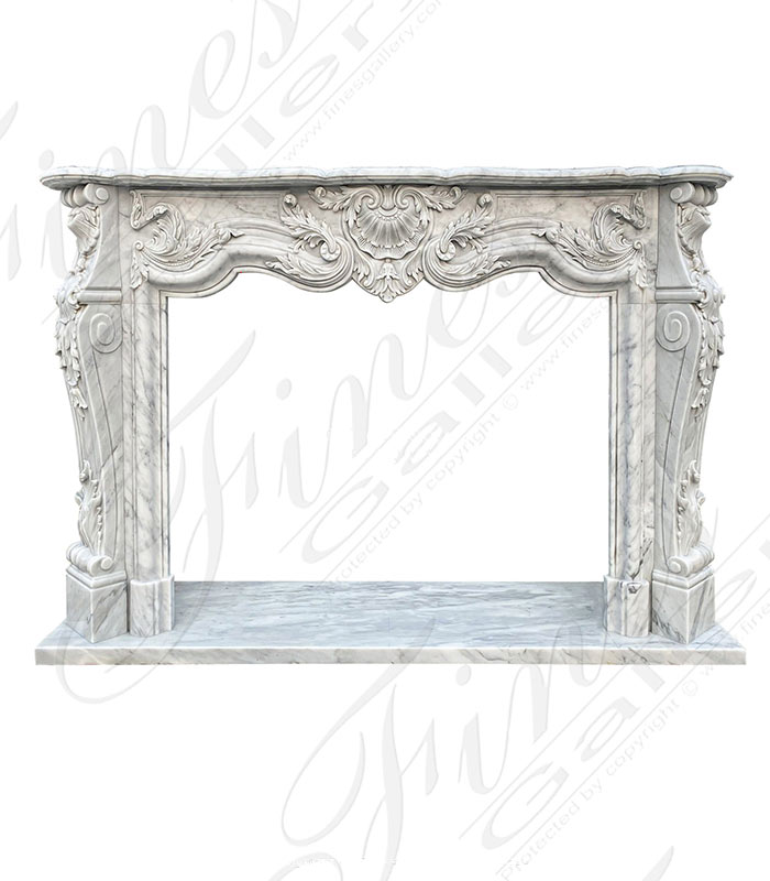 Ornate Louis XVII French Style Mantel in Italian White Carrara Marble