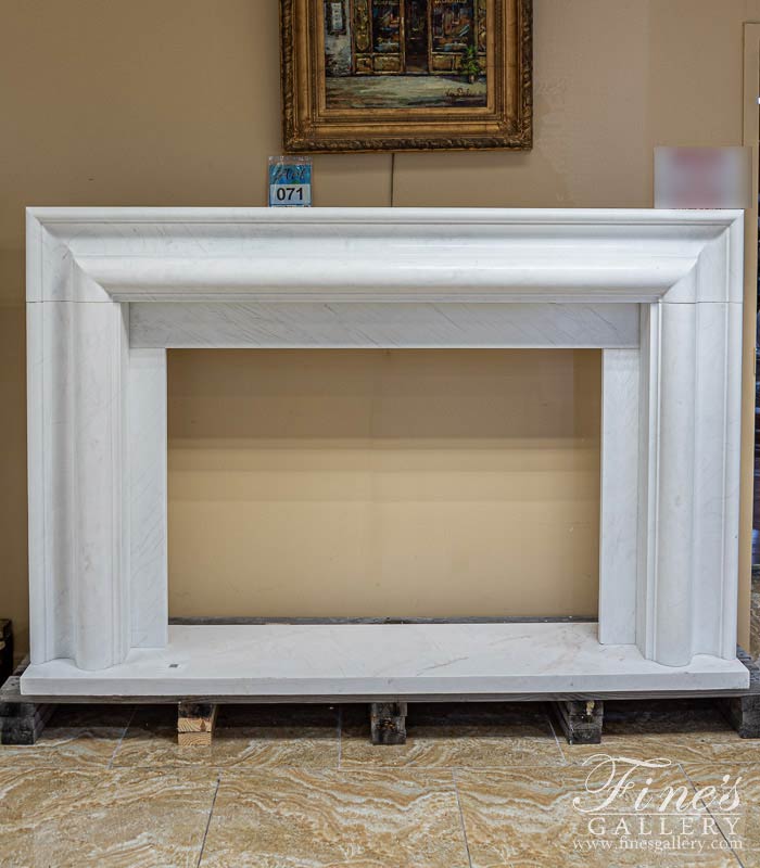Marble Fireplaces  - Oversized Bolection Style Marble Fireplace Mantel In Statuary White Marble - MFP-2484